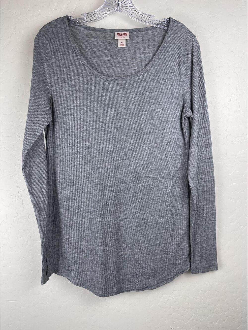 Mossimo Supply Co. Women's Long Sleeve Gray Scoop Neck Shirt XL